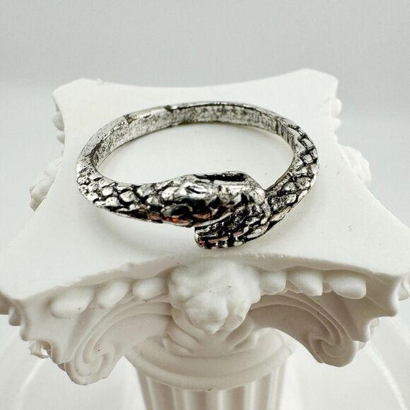 Vintage Silver Plated Snake Ring Retro Horoscope Cunning Wisdom Emo Goth Punk - Picture 5 of 7